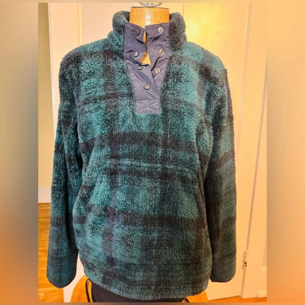Eddie Bauer Plaid Pullover Fleece Jacket
